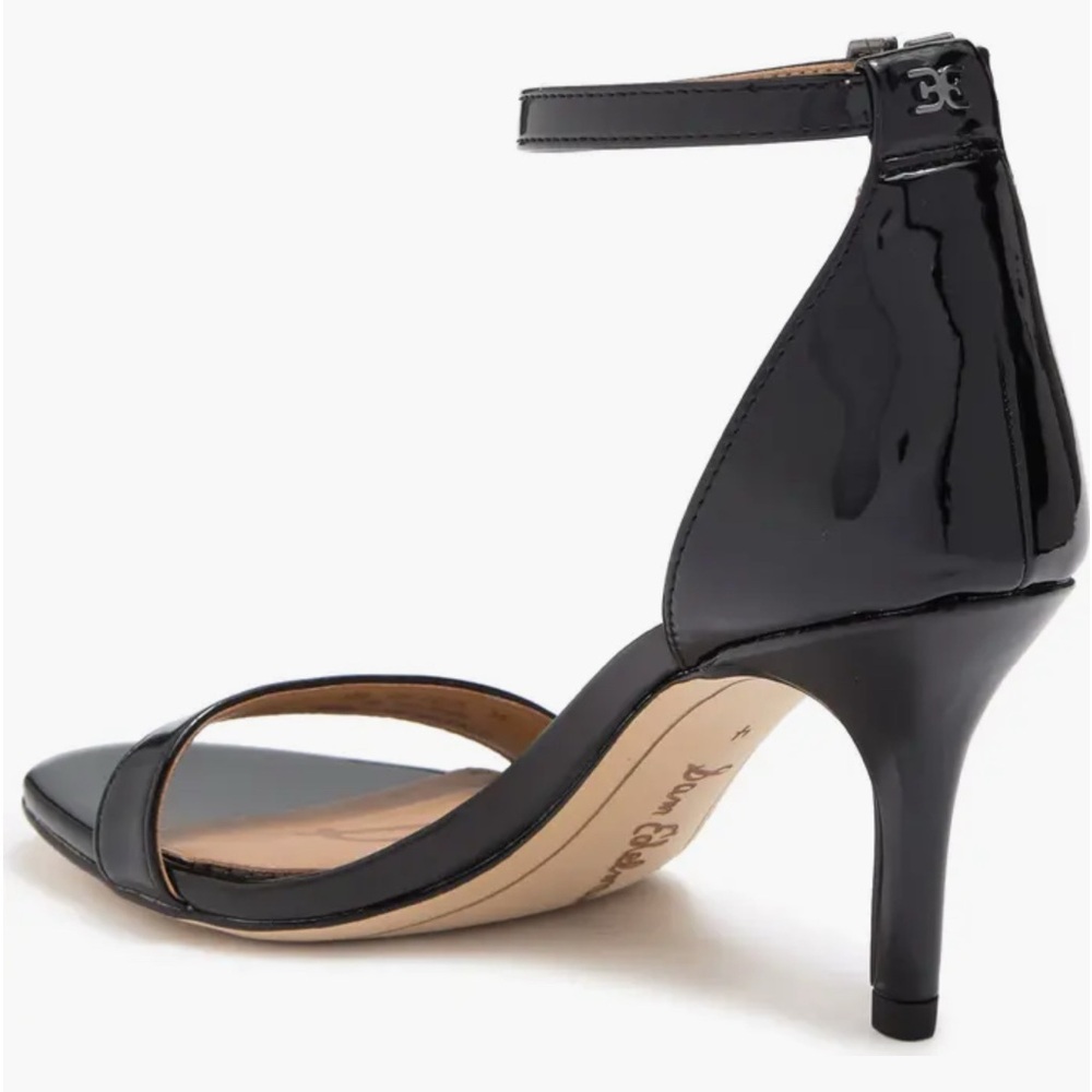 Sam Edelman Patti Ankle Strap Sandal Patent Leather Black Heels!! - Picture 4 of 8